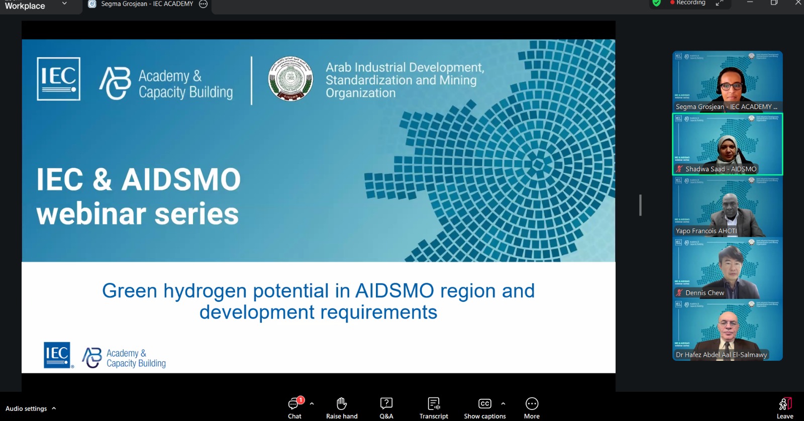 الدورة التدريبية بعنوان: إمكانات الهيدروجين الأخضر في المنطقة العربية ومتطلبات تطويره